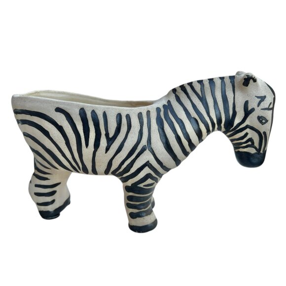Handcrafted Anthropology Retired Zebra Ceramic Planter by Leah Reena Goren GUC